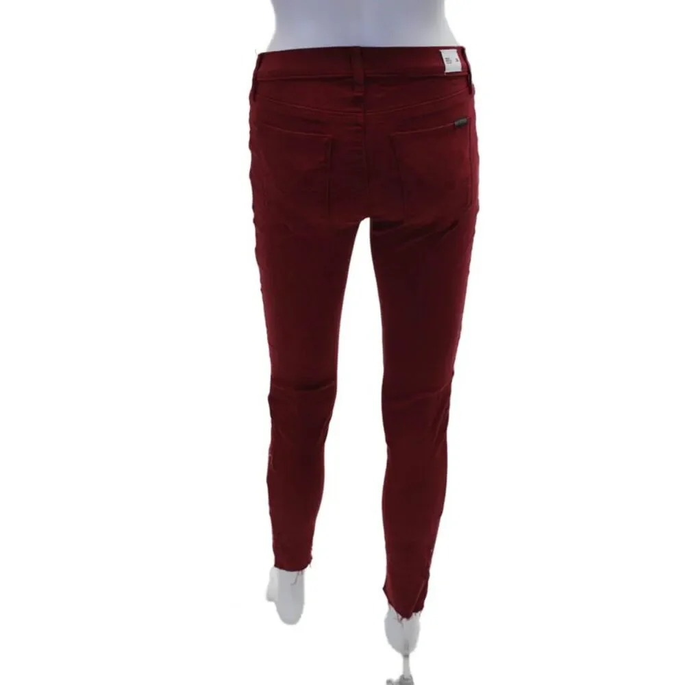 Hudson Womens Distress Mid-Rise Super Skinny Leg Krista Jeans Red Size 26